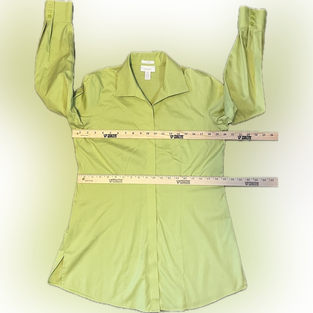 Chico’s No Iron Lime Green Button-Up Tunic size M - Picture 8 of 12